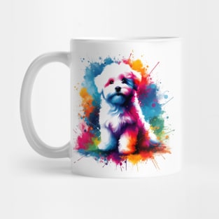 Charming Bolognese Dog in Colorful Splash Art Style Mug